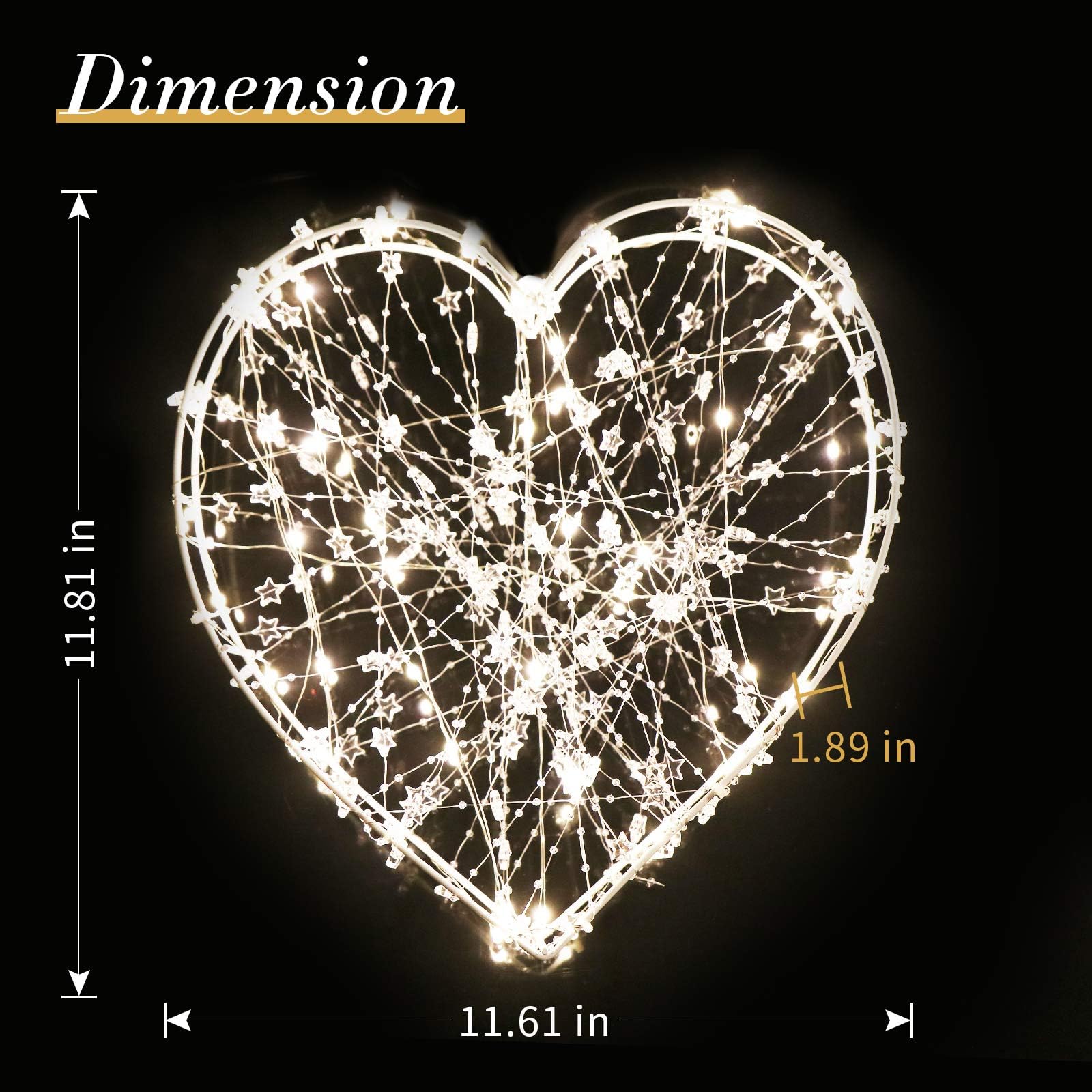 YiShine Valentines Table Lamp Battery Operated with timer functions Heart Shaped Twining Iron Wire Light Home Decor for Birthday Valentine's Gift Living Room Romantic Festival Decoration