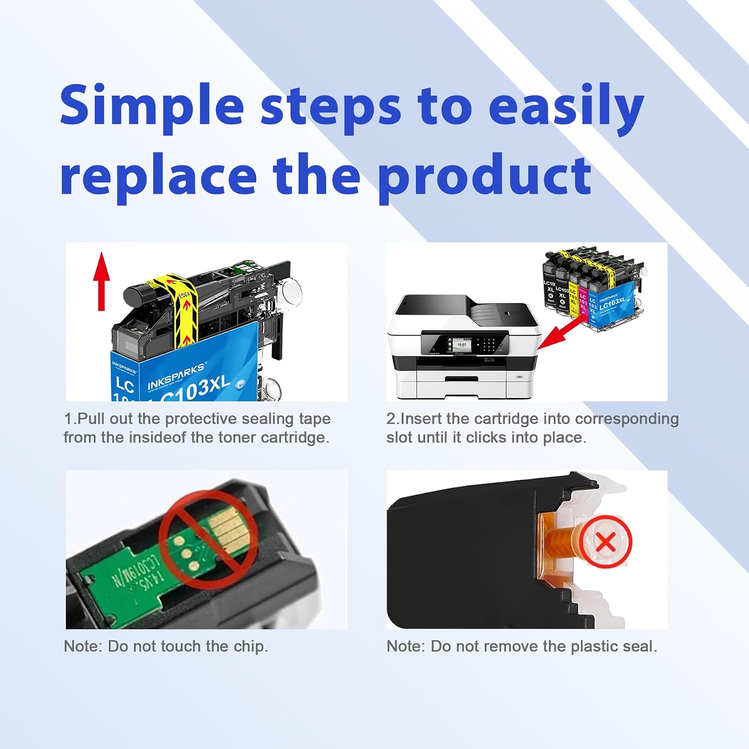 LC103XL Ink Cartridges Replacement for Brother LC101 LC101XL LC103XL Ink Cartridges Compatible for Brother MFC-J870DW MFC-J470DW MFC-J6920DW MFC-J6520DW MFC-J450DW Printer Ink (4 Pack)