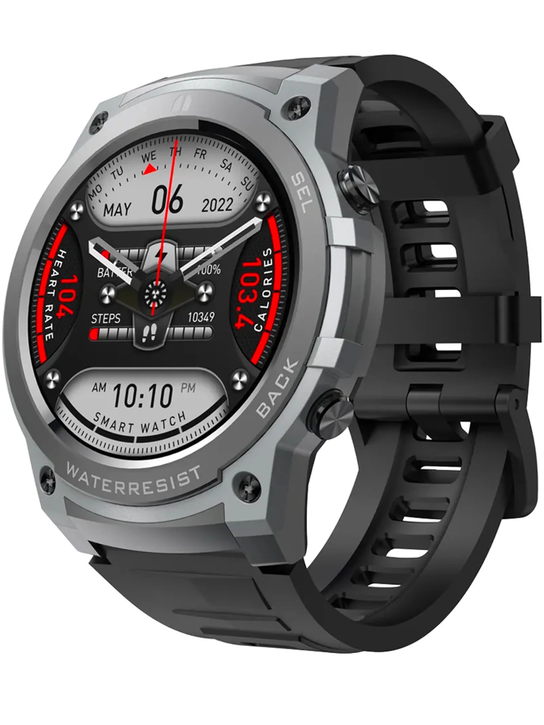 TELSA UKDM55 PULSE AMOLED TOUCHSCREEN IP68 WATERPROOF - SMART WATCH FOR MEN, 1.43" SMARTWATCH, FITNESS WATCH WITH HEART RATE SLEEP MONITOR, STEP COUNTER, SPORTS WATCH, FITNESS WATCHES / ANDROID IOS (Grey)