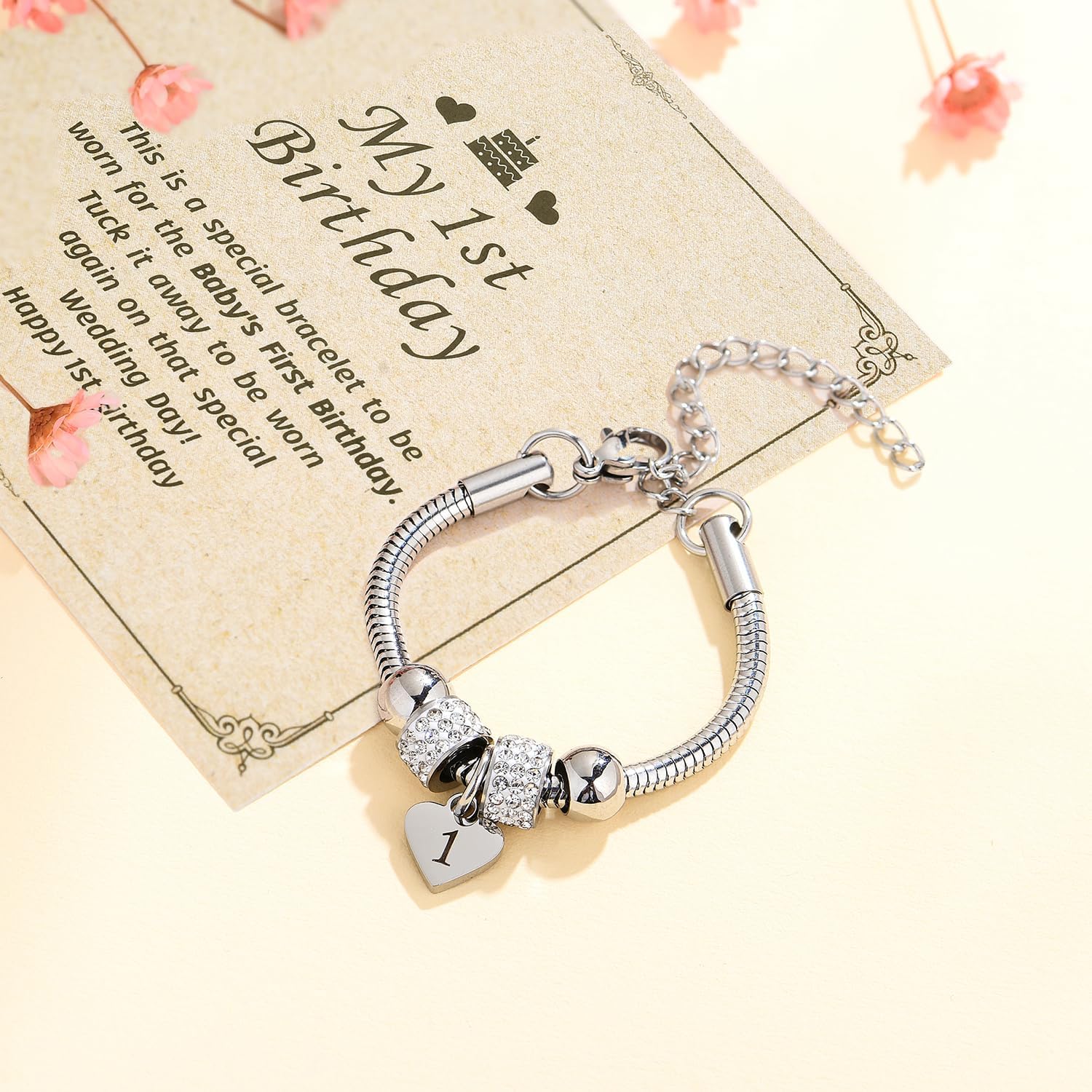 Yonhon Birthday Bracelet Gift for Girls 1-21 Years Old,Heart Happy Birthday Bracelet for Daughter Granddaughter Niece Girls