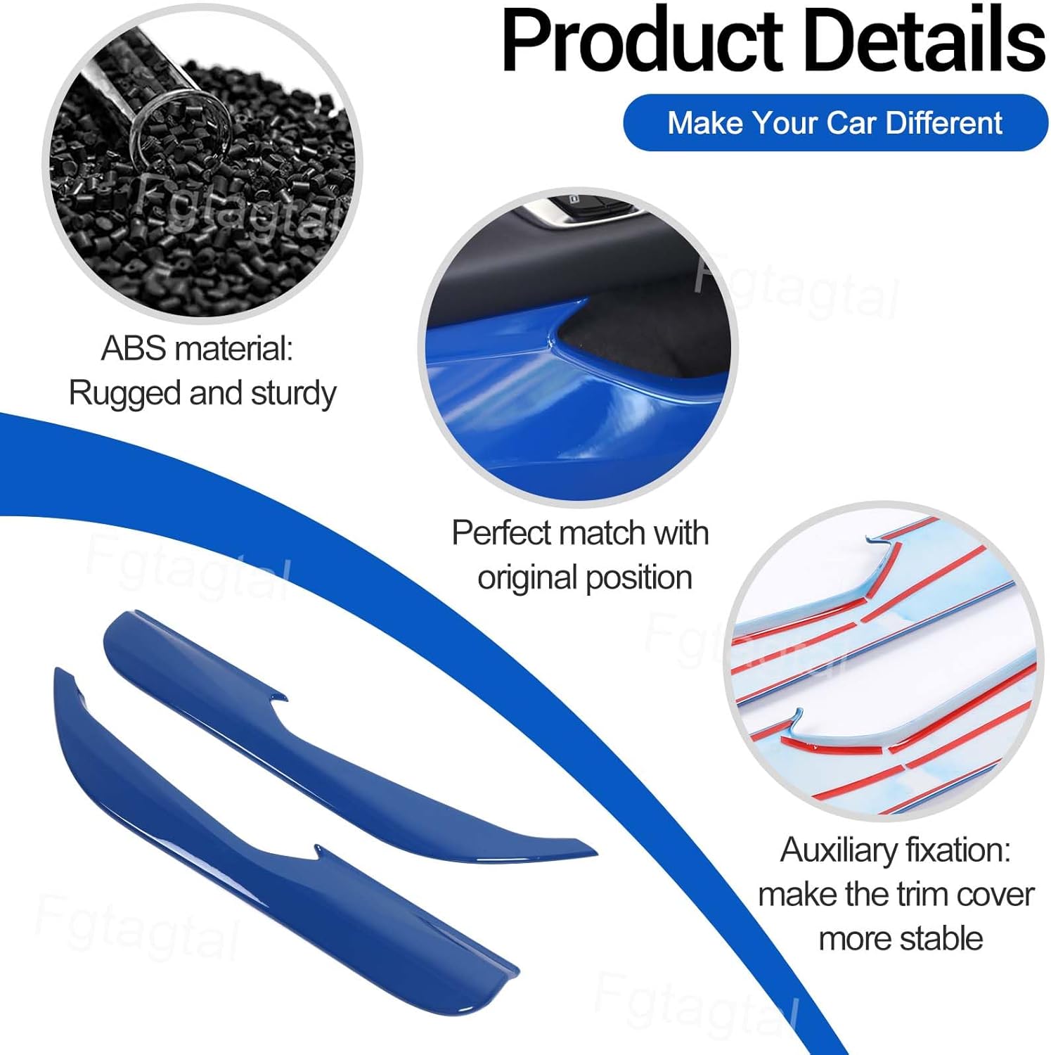 Car Door Anti Kick Panel Trim Compatible with Chevrolet Corvette C8 2020-2026, ABS Inner Door Anti Kick Decorative Panel Protection Accessories 2Pcs (Blue)