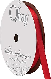 Berwick 062029 1/4" Wide Single Face Satin Ribbon, Red, 6 Yds