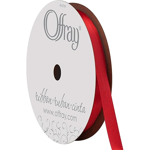 Berwick 062029 1/4" Wide Single Face Satin Ribbon, Red, 6 Yds