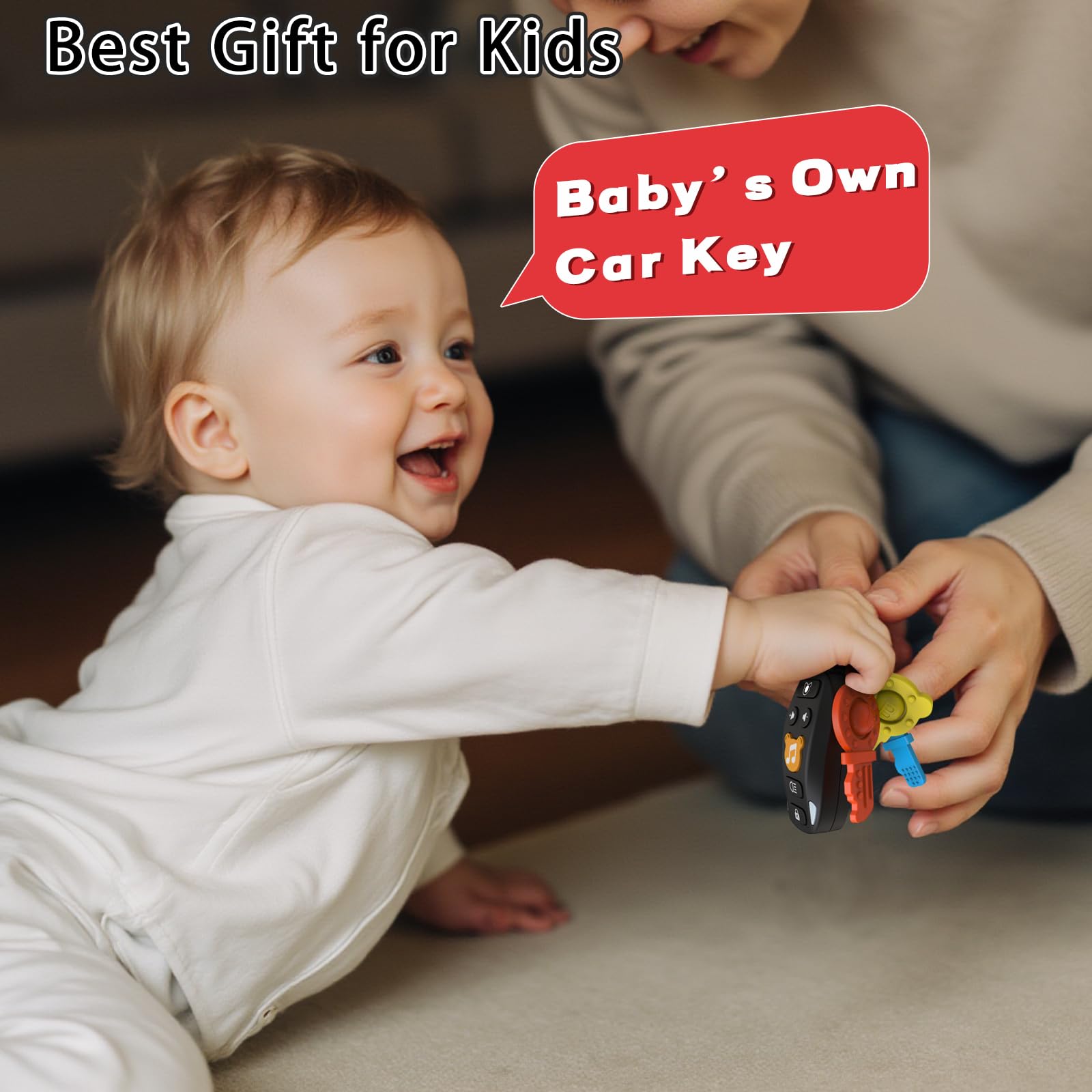 Baby Keys Toy - Juguete para bebé, llaves de coche, mordedor para niños pequeños, llaves de simulación con música y luz, juguetes musicales interactivos de aprendizaje sensorial, regalos de cumpleaños 6