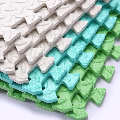 Miniatura 53 de Tapete de juego de espuma para niños pequeños, tapetes entrelazados no tóxicos de EVA con colores sólidos, tapete de juego cuadrado para bebé