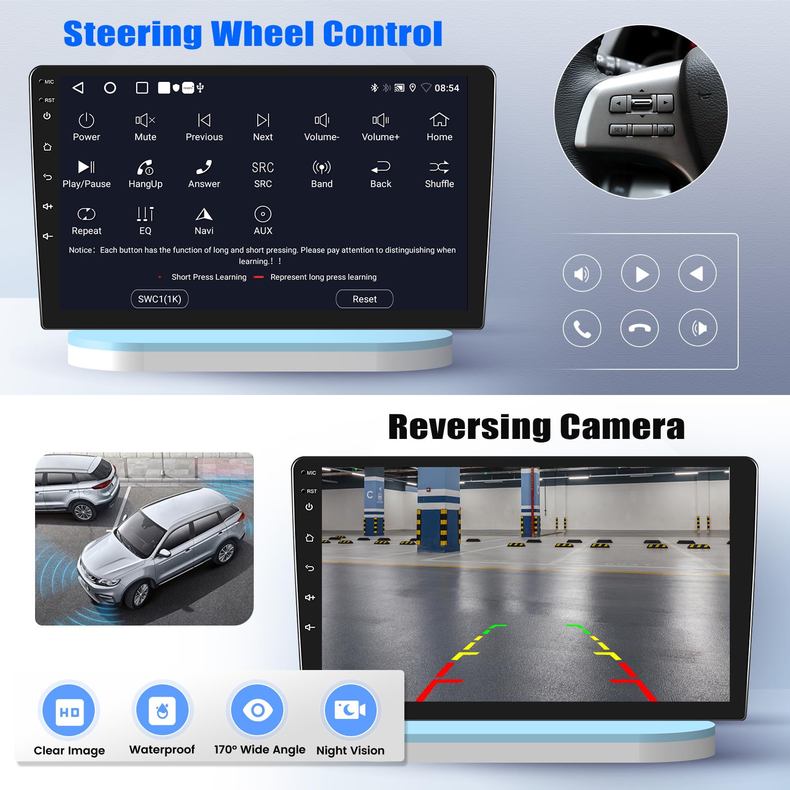 SIXTOP 2G+64G Android Radio de Coche para Mazda 5 2007 2008 2009 2010 con Carplay Android Auto Pantalla Radio Coche 9 Pulgadas con WiFi/GPS/Bluetooth/FM RDS/Mirror Link/EQ/SWC/Cámara Trasera Coche