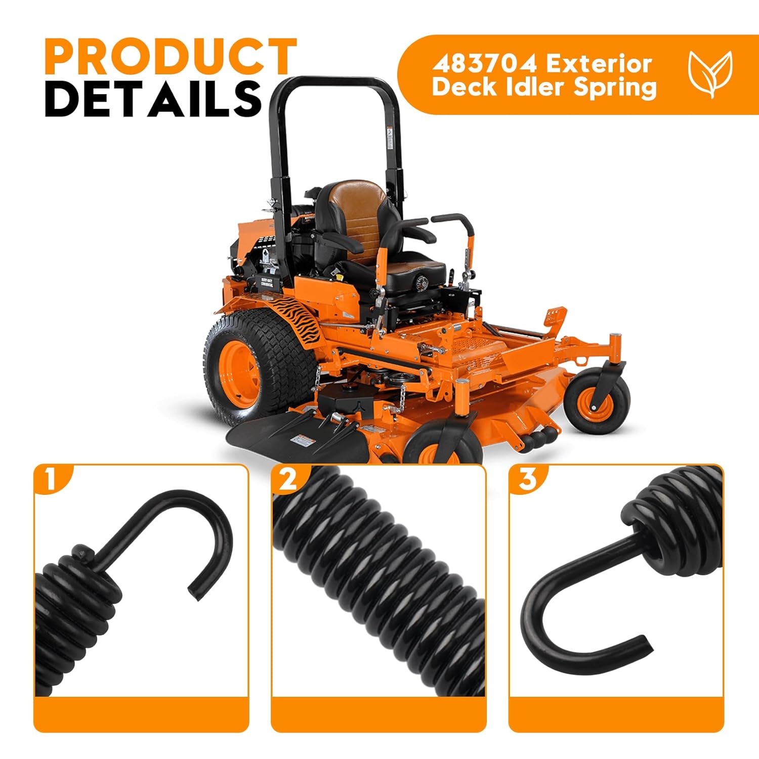 483704 Exterior Deck Idler Spring, Belt Tensioner Spring Compatible with Turf Tiger SMST SMT STT etc, Fits for Turf Tiger Turf & Tiger Cat with 52, 61,72" Decks
