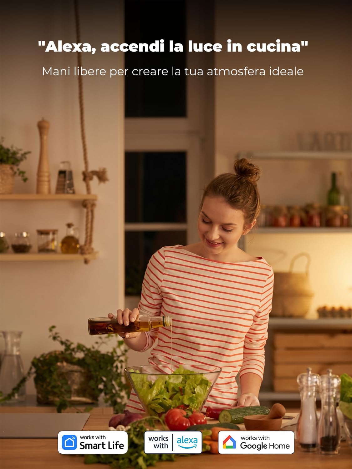 Plafoniera LED Soffitto Moderna Smart WiFi, Lampadario di Design a 6 Anelli 76W, Dimmerabile con App e Telecomando, Compatibile con Alexa e Google Home per Soggiorno Camera da Letto, Bianco