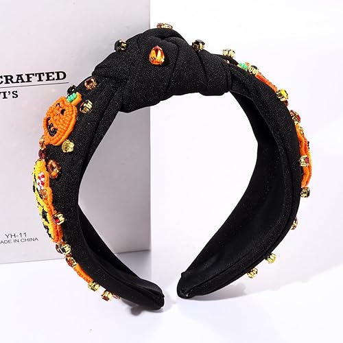 Miniatura 5 de Diademas de Halloween para mujer, accesorios de Halloween, diadema anudada con cuentas de truco o trato, diadema anudada con diamantes de imitación,