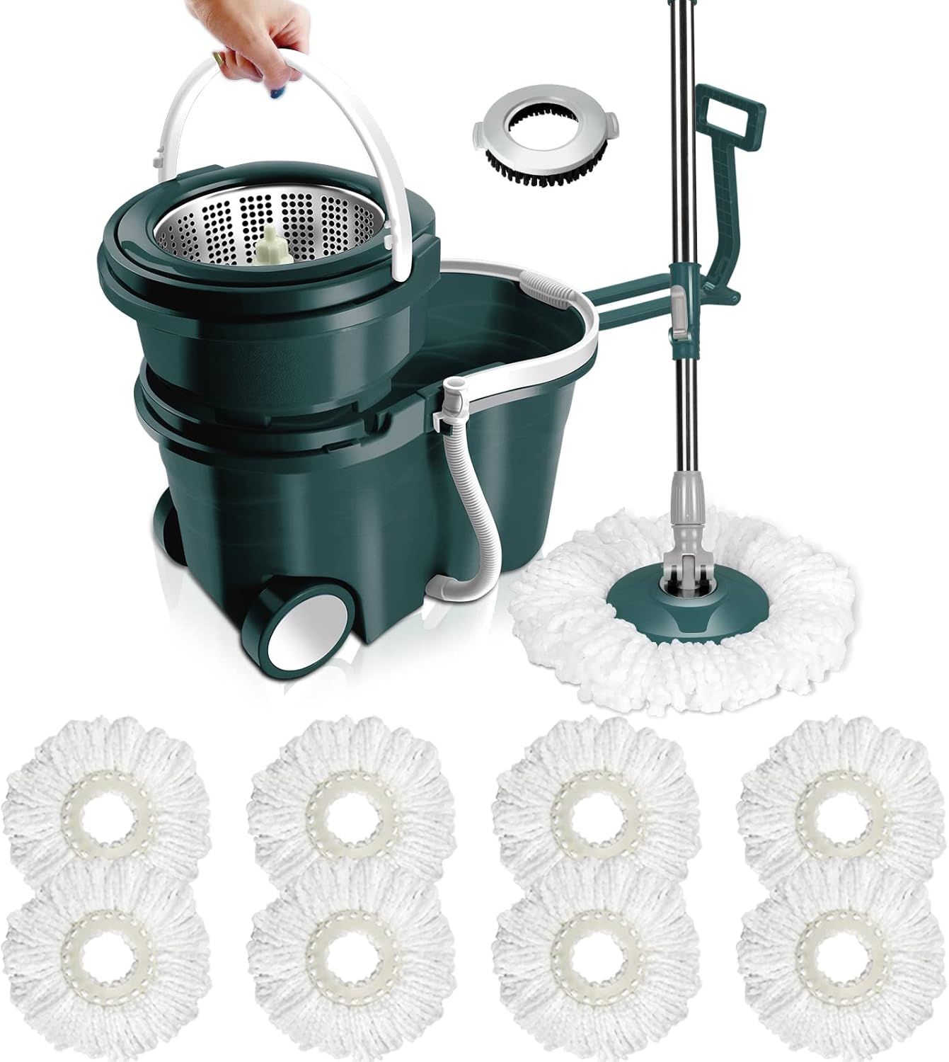 Masthome Spin Mop and Bucket Set & 8 Mop Refills, Mop and