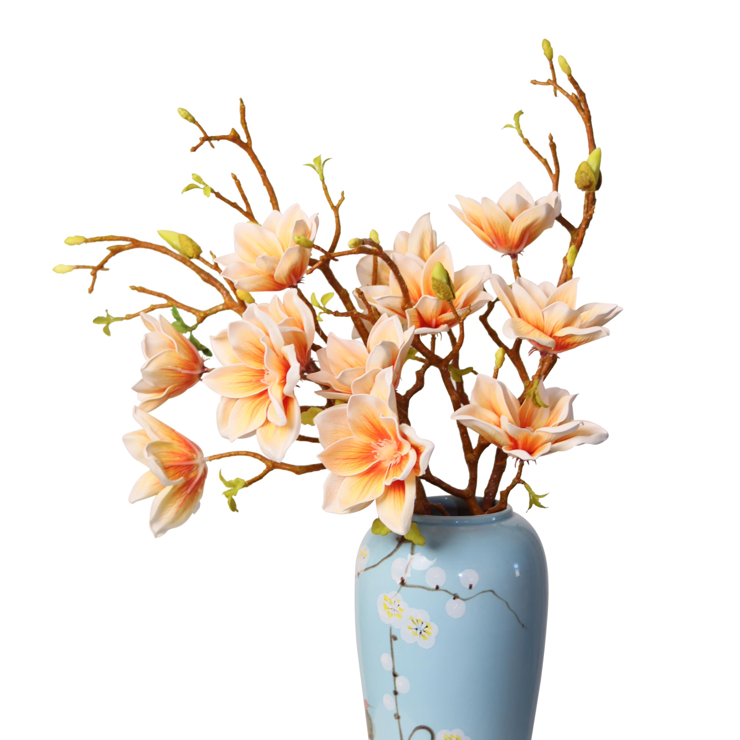 Ramas de magnolias artificiales champán de 80 cm para jarrones grandes