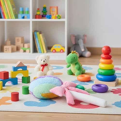 Miniatura 9 de LUOZZY Almohada de felpa con forma de piruleta de caramelo falso, cojín lindo para sofá, dormitorio, sala de estar