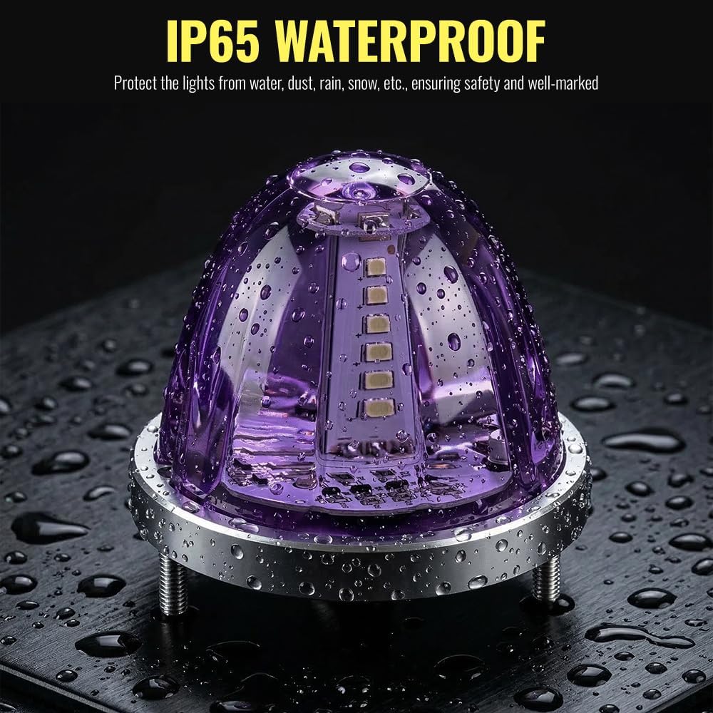 Purple Watermelon Lights LED Side Marker Turn Signal Lights, 2PCS Clearance Rotating Strobe Constant 30 led Water Melon Lights for Kenworth Freightliner Peterbilt Semi Trucks Trailers