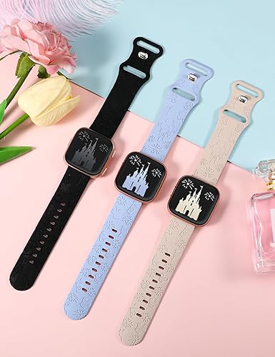 Miniatura 9 de Girovo Correa grabada de dibujos animados compatible con Fitbit Versa 2 BandVersa LiteVersa Band para mujer, lindas correas de repuesto de silicona