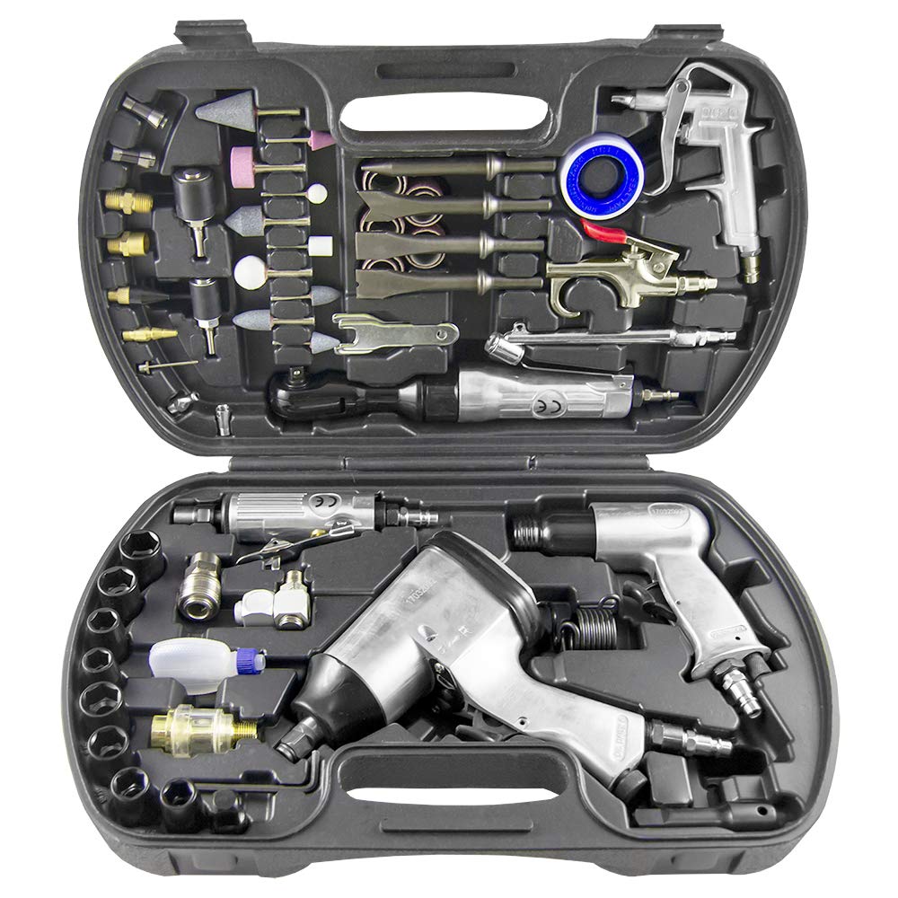Kit herramientas neumaticas: Pistola impacto + carraca neumática + mini pulidora neumática + pistola de soplado + pistola de soplado recta + accesorios