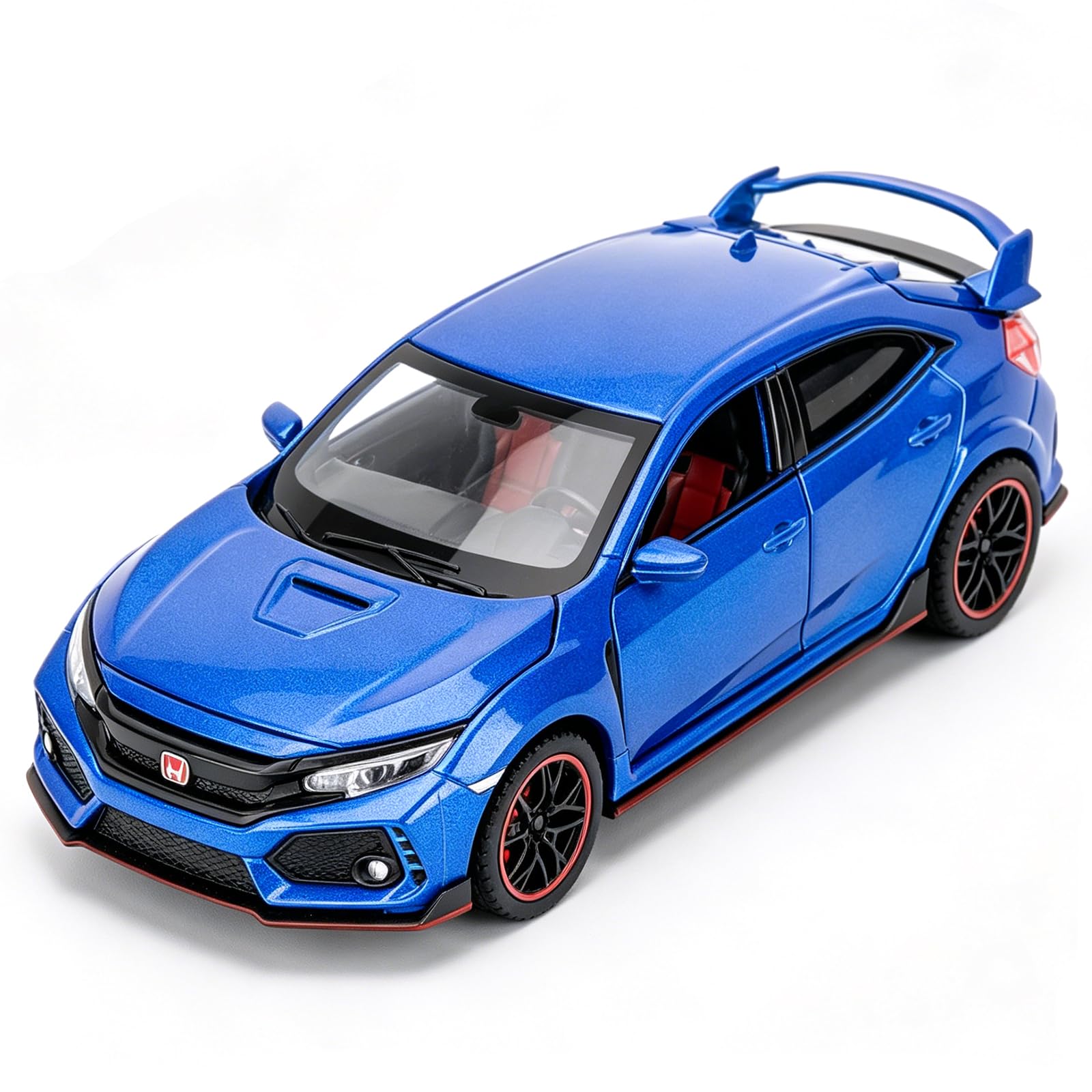1:32 Scale Civic Type R Model Car，Toy Vehicle with Sound & Light, Pull Back Function & Openable Doors - Premium Diecast Collectible with Realistic Details Blue