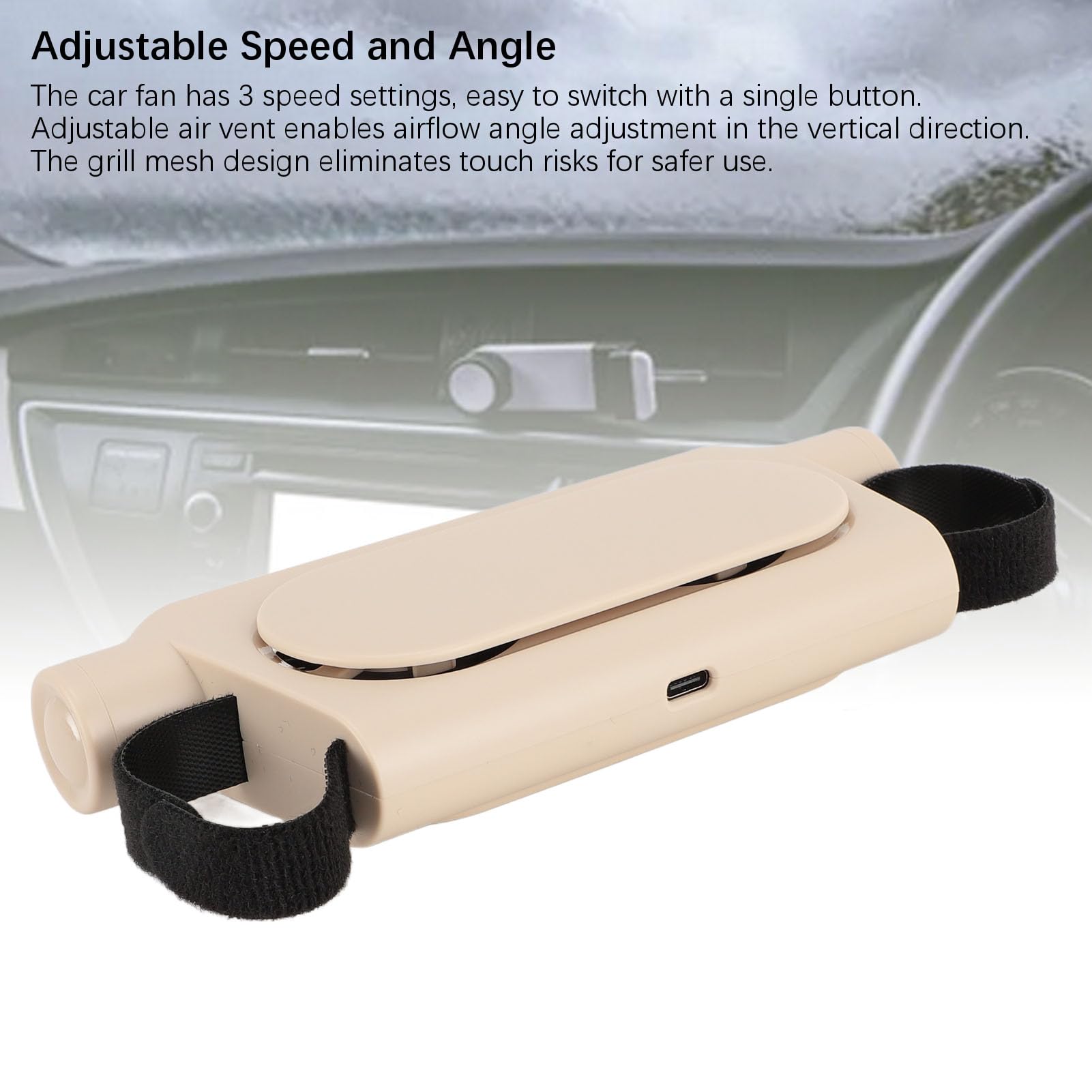 Yoidesu Car Fan for Driver and Passenger Seat - 3 Wind Speed Mini Car Seat Fan Portable USB Backseat Cooling Fan Kids Baby Quiet Headrest Neck Fan 3 Speeds for Cars Vehicle Van RV Truck