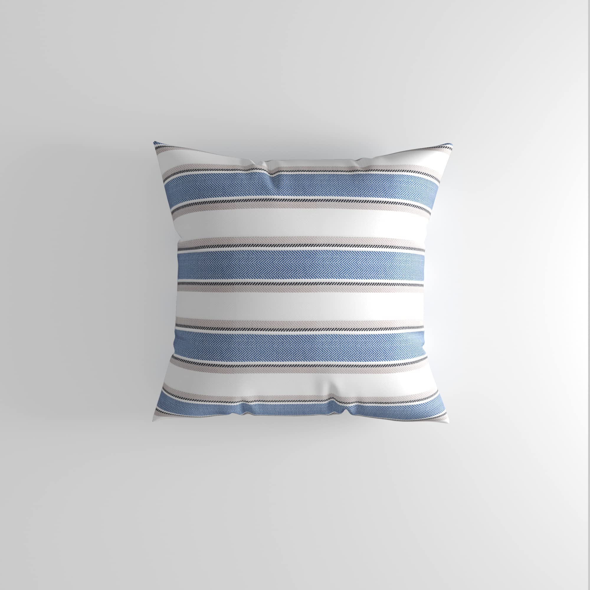 Fundas de almohada cuadradas de lino sintético suave con cremallera oculta para sofá, dormitorio, suelo, azul marino, marrón, negro y blanco, 26 x 26 pulgadas, 2 piezas