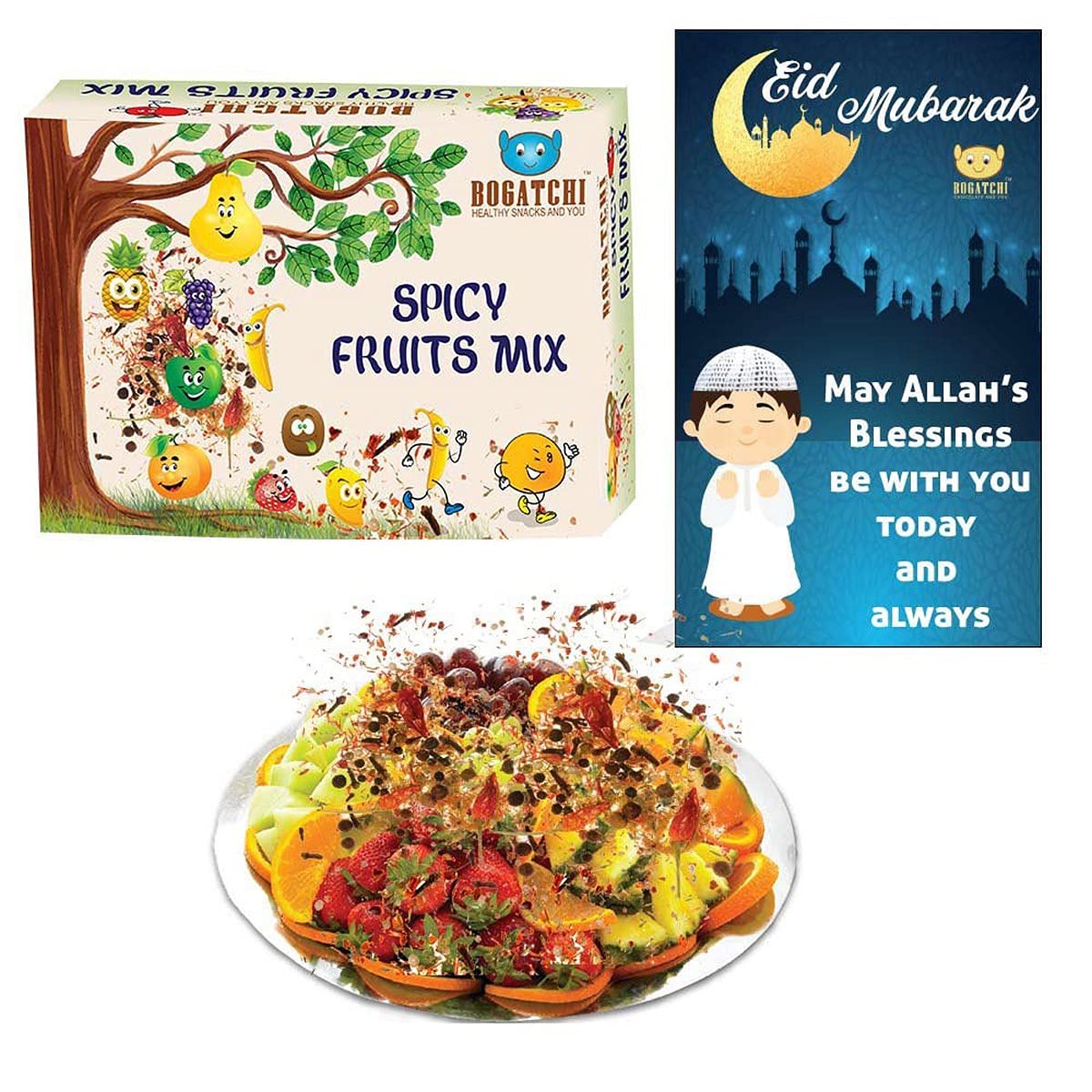 BOGATCHI Eid Mubarak, Ramdan Special Gift, Iftar Time Fruit Snack - Spicy Fruit Mix , Healthy and Tasty REAL Spicy Fruit Mix (Dried Apple, Mango, Strawberry, Cumin seeds, Black pepper,Pineapple, Ginger Powder), 200g, FREE Eid Mubarak Greeting Card-image-19