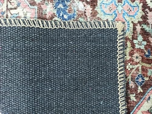 Miniatura 9 de Fame Rugs Alfombras vintage bohemias para sala de estar, dormitorio, azul marino y marrón, 2 x 3 pies