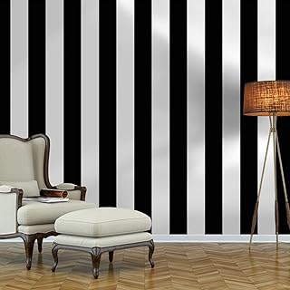 Guvana Striped Peel and Stick Wallpaper Black and White Self-Adhesive Wa...