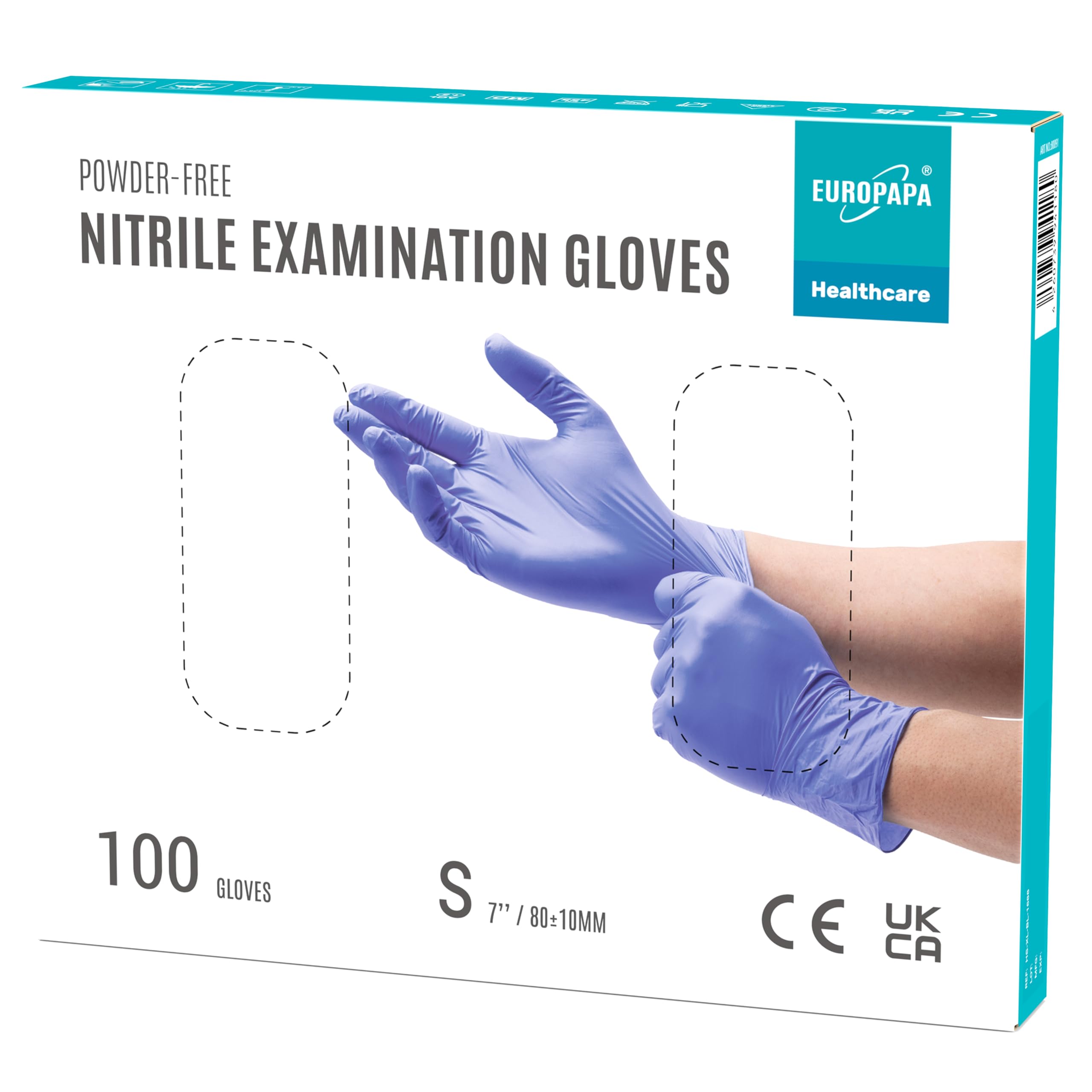 EUROPAPA® - 100 Guanti Monouso In Nitrile, Senza Lattice, Non Sterili (S, Viola)