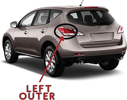 Miniatura 5 de Repuesto para Nissan Murano 2012-2014 Conjunto de luz trasera LED con bombillas, lado izquierdoexterior del lado del conductor, compatible con