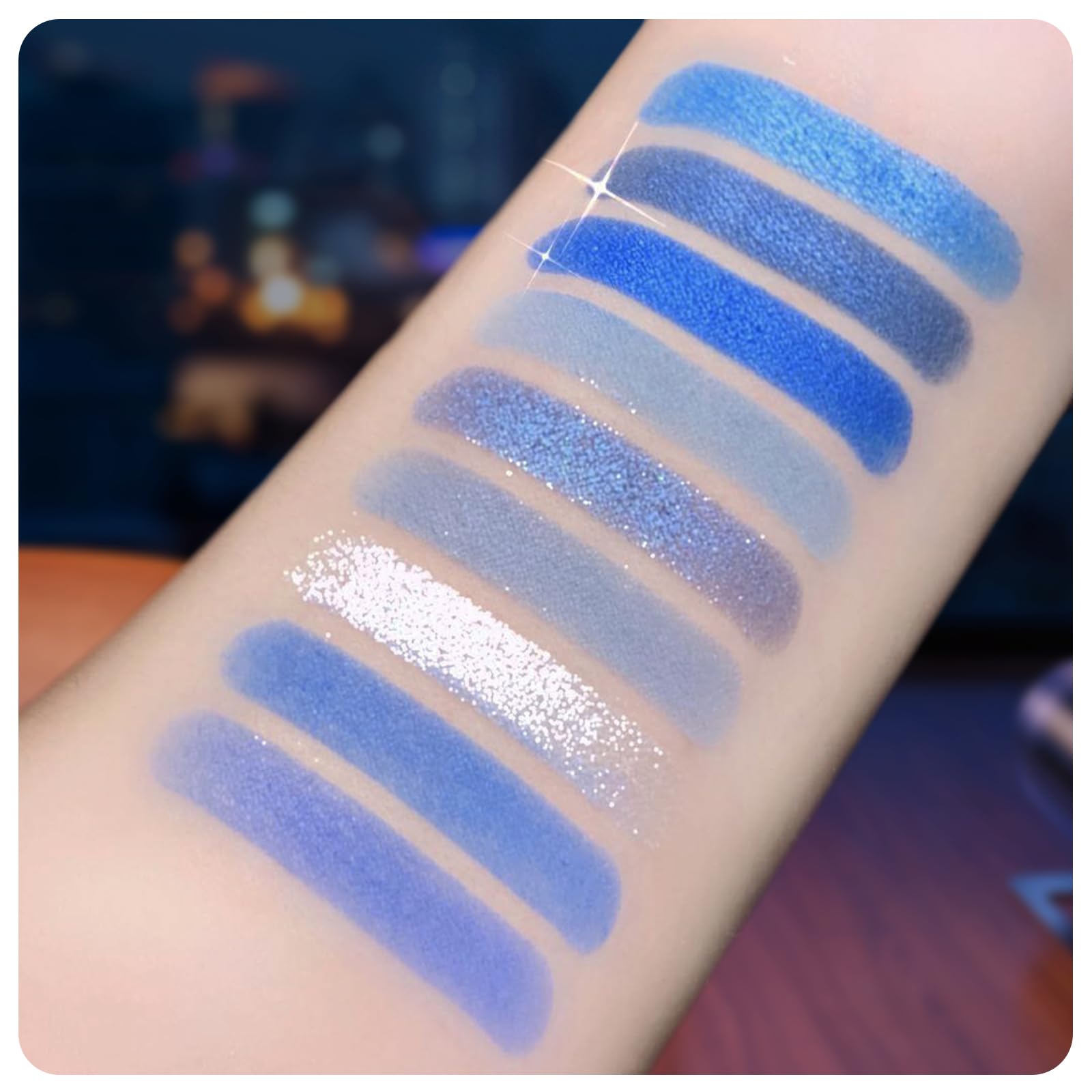 Leogony Blue Eyeshadow Palette, Matte Eye Shadows Pallets Women, Glitter Eye Shadow Palettes for Makeup, 13.75 g (Pack of 4) - Image 3