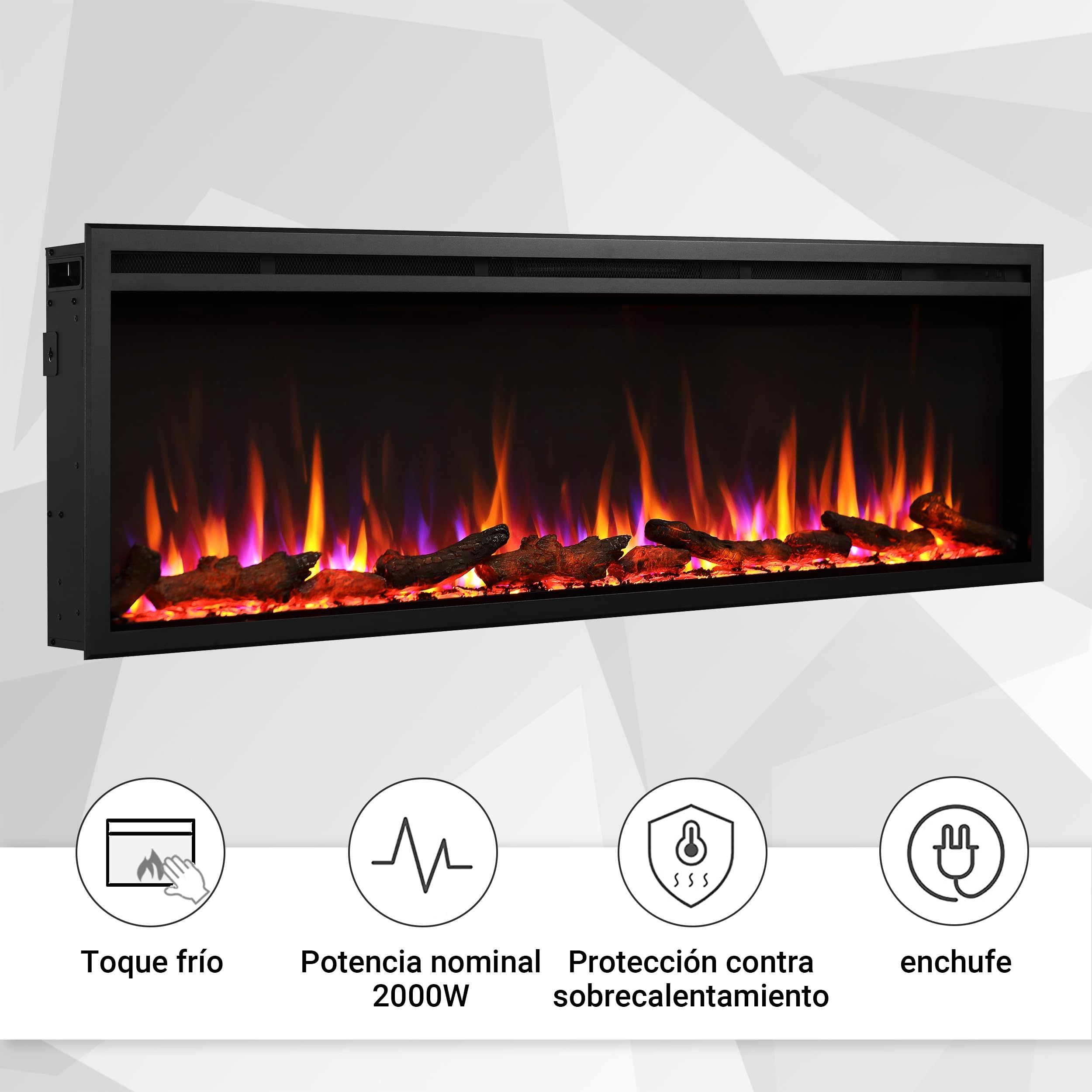 BALDERIA Atalanta 60 - Chimenea electrica empotrable Inteligente con WiFi App