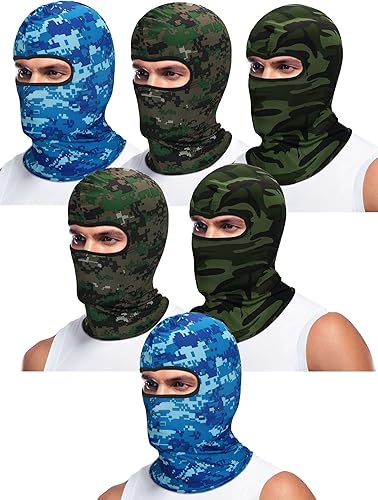 Syhood 6 Pcs Face Balaclava Cover Winter Windproof Mask Full Face Cover Polyester Ice Silk UV Protection for Outdoor Sports