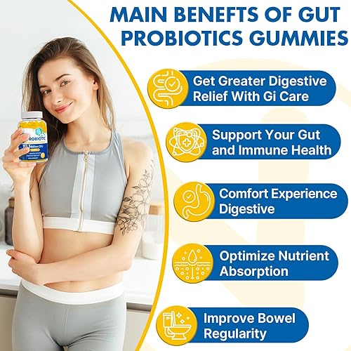 Miniatura 3 de Gomitas de probióticos y salud intestinal, 112.5 mil millones de UFC, sin azúcar, 8 cepas + prebióticos + hierbas - para digestivo, inmune, diarrea