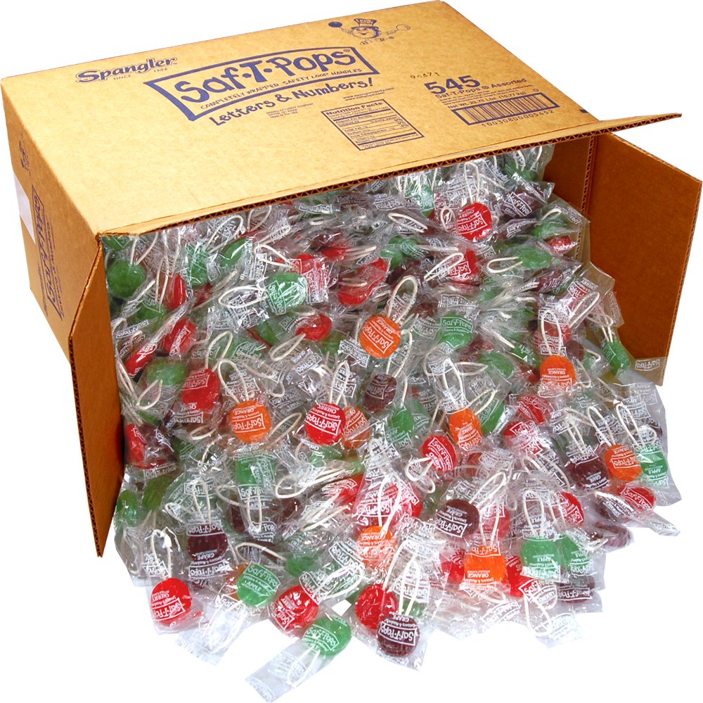 Saf-T-Pops, 545 Assorted Flavors Individually Wrapped Bulk 25lb Box 1000Carton, 400 Ounce