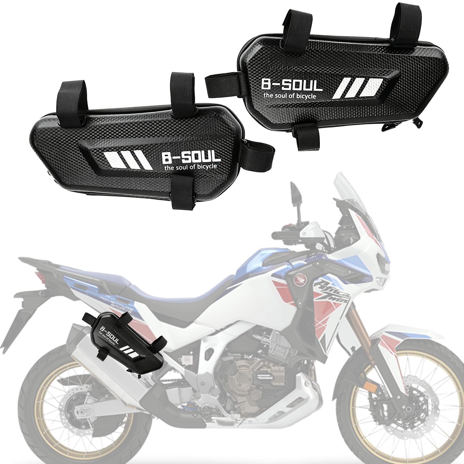 2 Stück Motorrad Seitentaschen, 3L Eva wasserdichte Seitentasche Hartschale mit Verstellbarem Befestigungsband, Universal Sturzbügeltasche Werkzeugtaschen für Touren und Pendeln Motorrädern