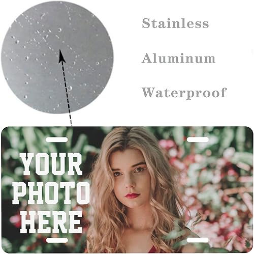 Miniatura 4 de Placa de matrícula personalizada para la parte delantera del automóvil, decoración personalizada, añade tu foto, texto, logotipo, decoración de