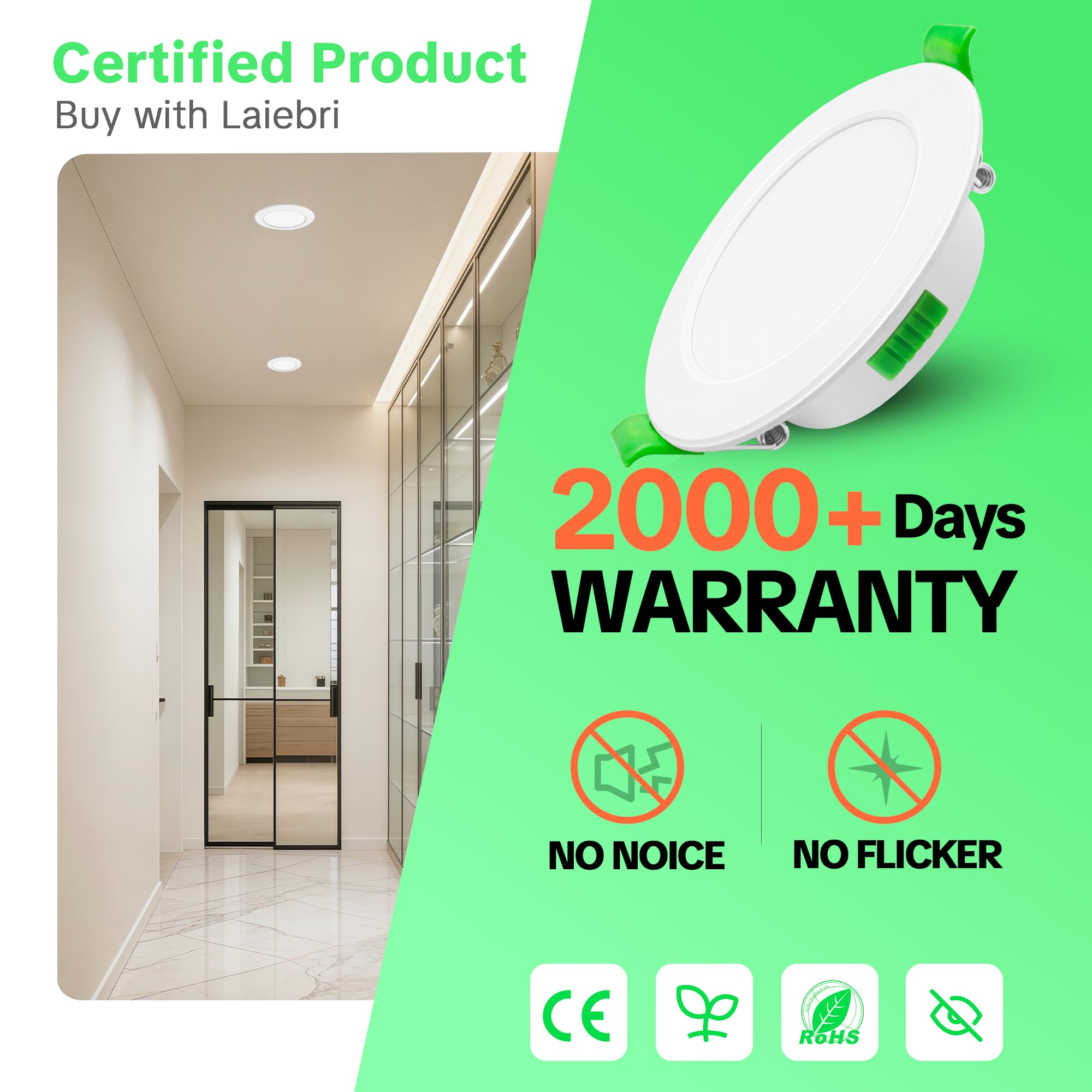 Juego de 10 focos LED empotrables blancos de 230 V - Focos de techo extra planos IP44 - Ø 75-90 mm, 6W, 600lm, 2700 K/4000 K/6000 K - Iluminación LED para baño, salón y cocina CAW