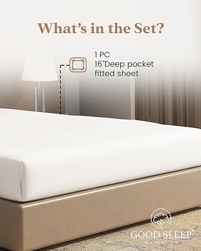 Miniatura 2 de Good Sleep Bedding Sábana bajera ajustable tamaño Queen, 1000 hilos, algodón egipcio, suave y transpirable, bolsillo profundo de 16 pulgadas, color