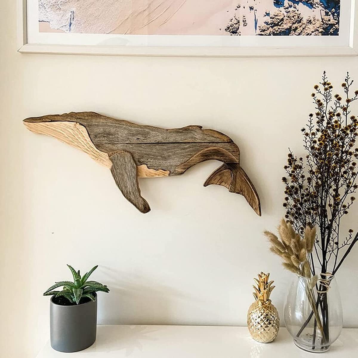 Amazon｜クジラのウォールアート木製のウォールアートクジラの魚の装飾 