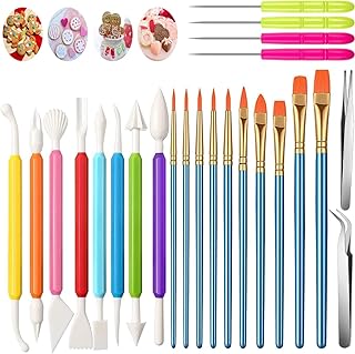 24 Pieces Cookie Decorating Tool Set Fondant Cake Decorating Tool Set Include Decoration Brushes Sugar Stir Needle Fondant...