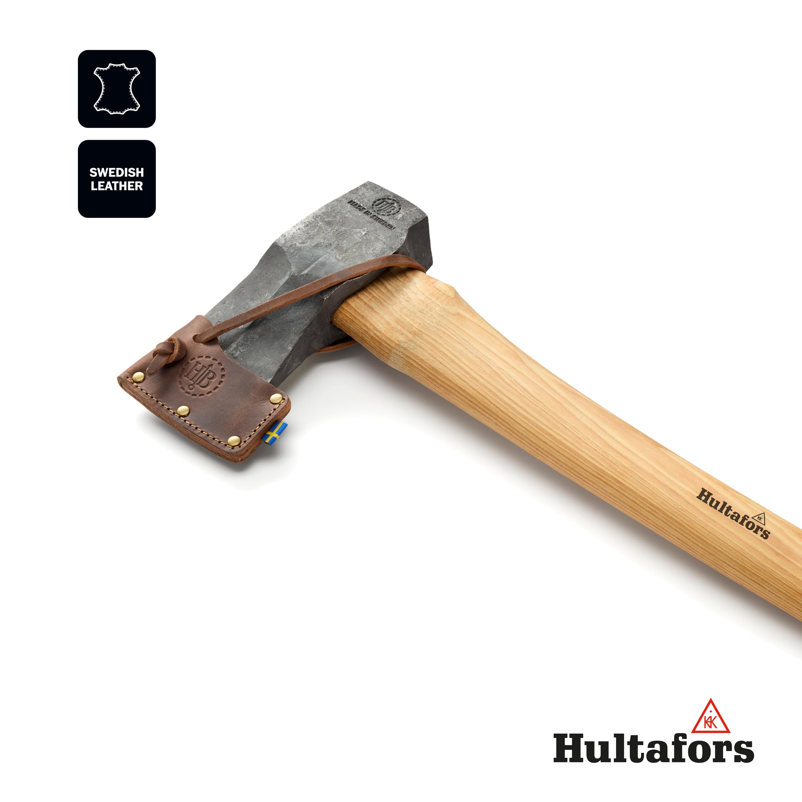Handgeschmiedete Spaltaxt Kvillinge 795mm aus schwedischem Stahl I Hultafors I Geschmiedet in Schweden I 1900g Kopfgewicht I Premium Axt mit Holzstil & inkl.Lederschutz I Nachschleifbar I 841790