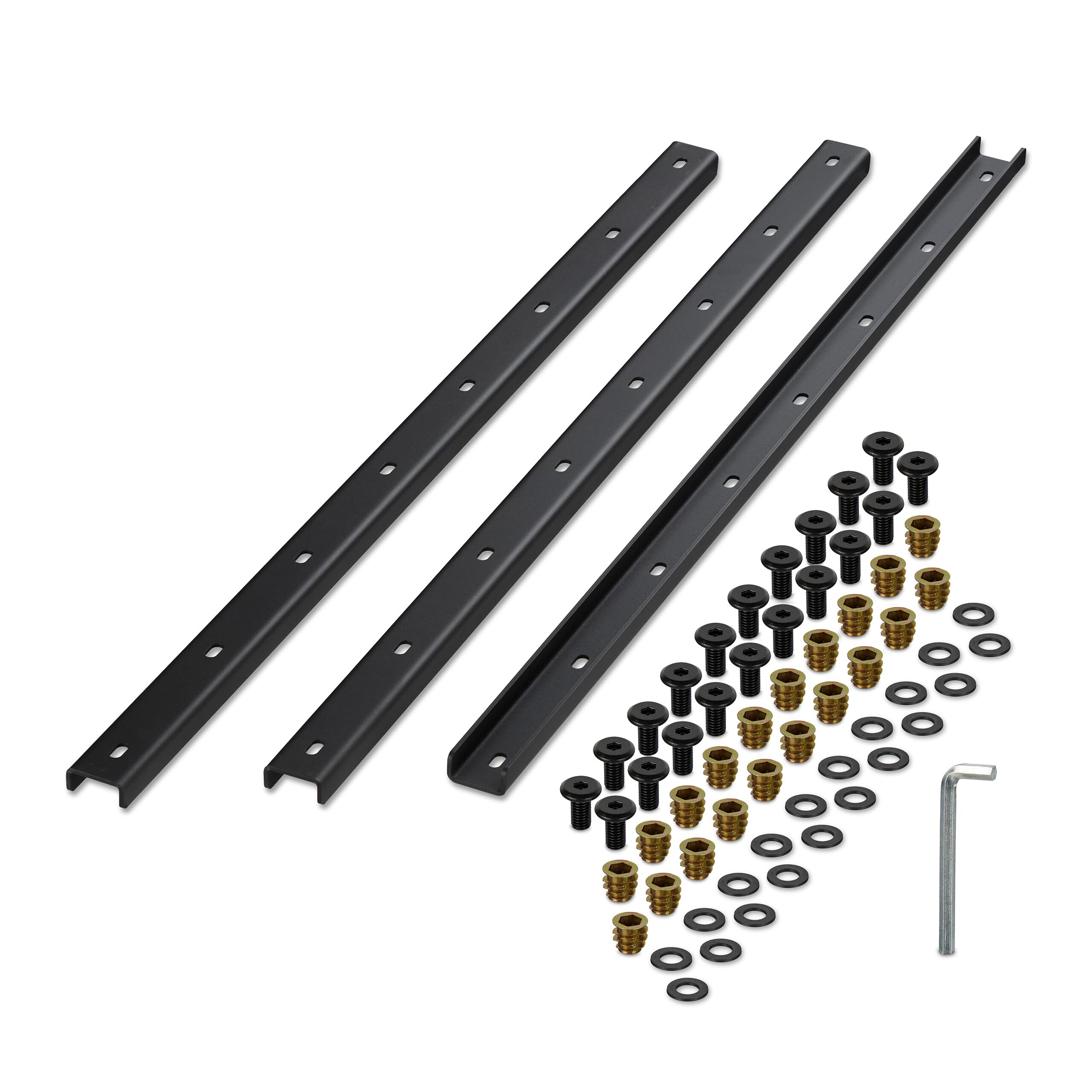 Relaxdays C Channel Table Support, Set of 3, Metal Bracket 90 cm, Stabilises Tabletops, Hidden Rail, 3 mm Steel, Black