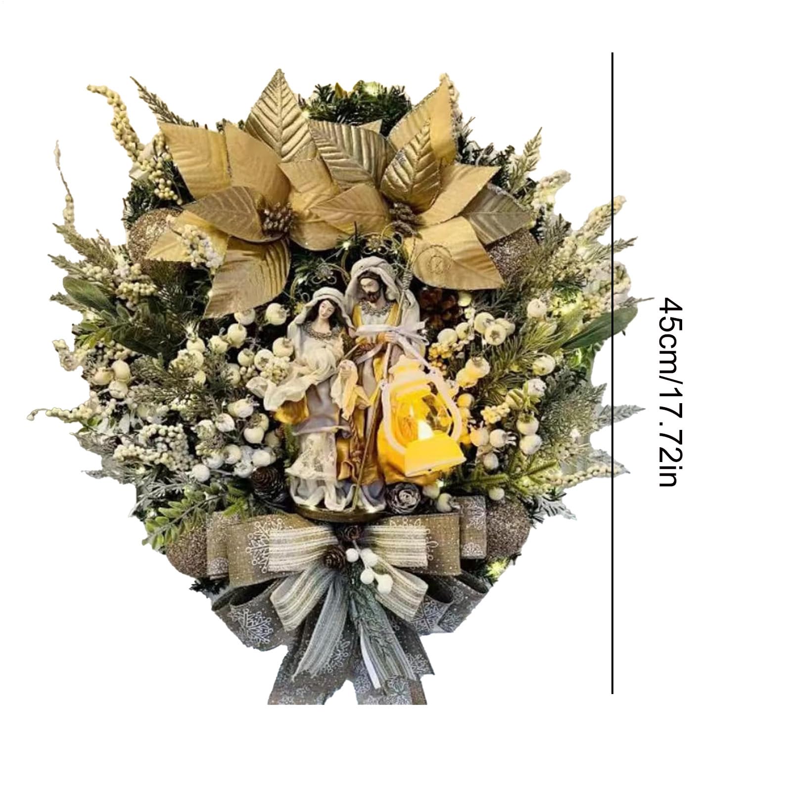 Couronne De Noël pour Porte Décoration De Couronne Lumineuse De Fête | Ornement De Fenêtre De Fête Pour Extérieur Intérieur Cheminée Manteau Porche Fenêtre Porte Table Soirée Noël