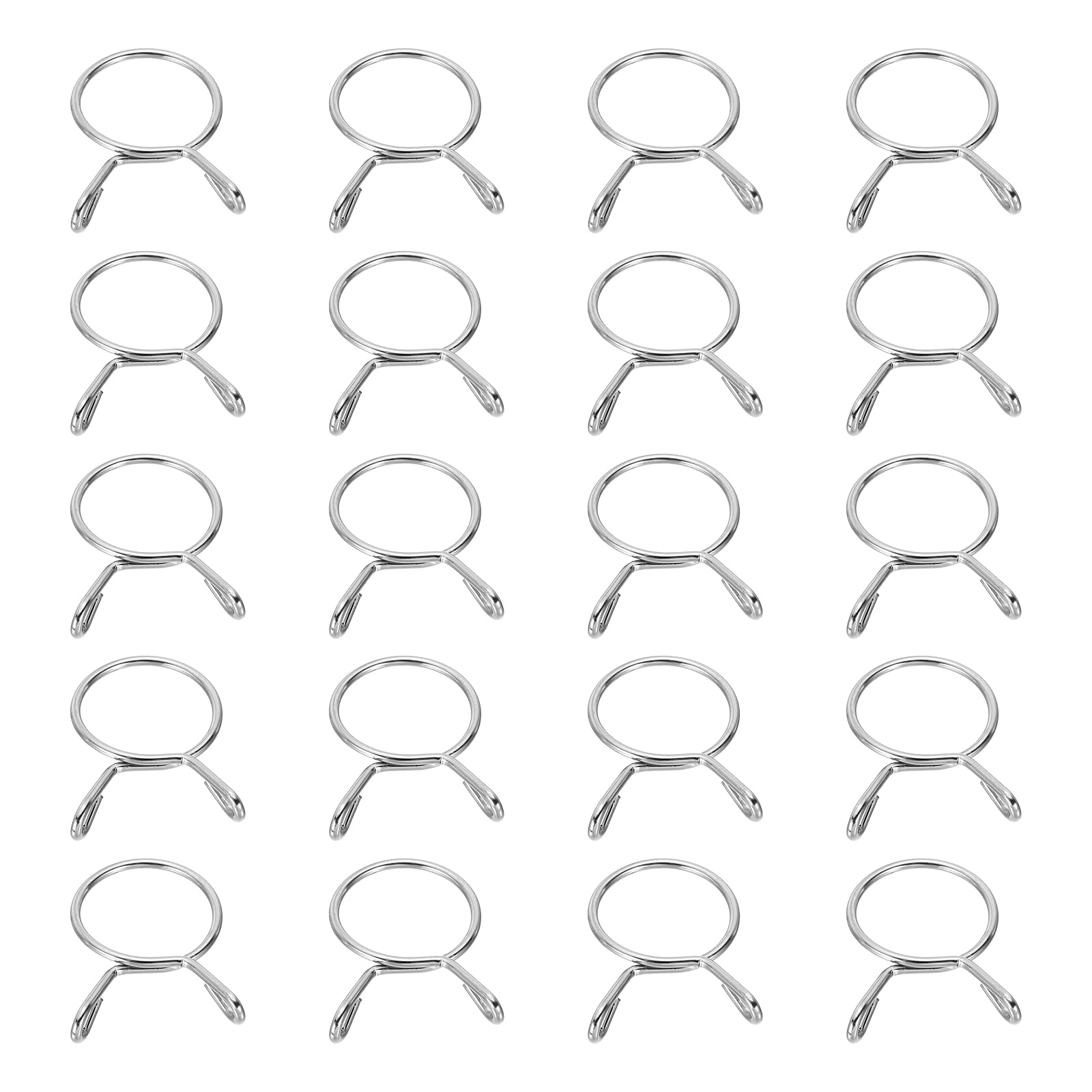 sourcing map Fuel Line Hose Clips 20Pcs 23mm ID 25.8mm Clamp Dia. 304 Stainless Steel Tubing Spring Clips Clamps Assortment for Air Hose Tube Water Pipe Motorcycle Scooter ATV, Silver