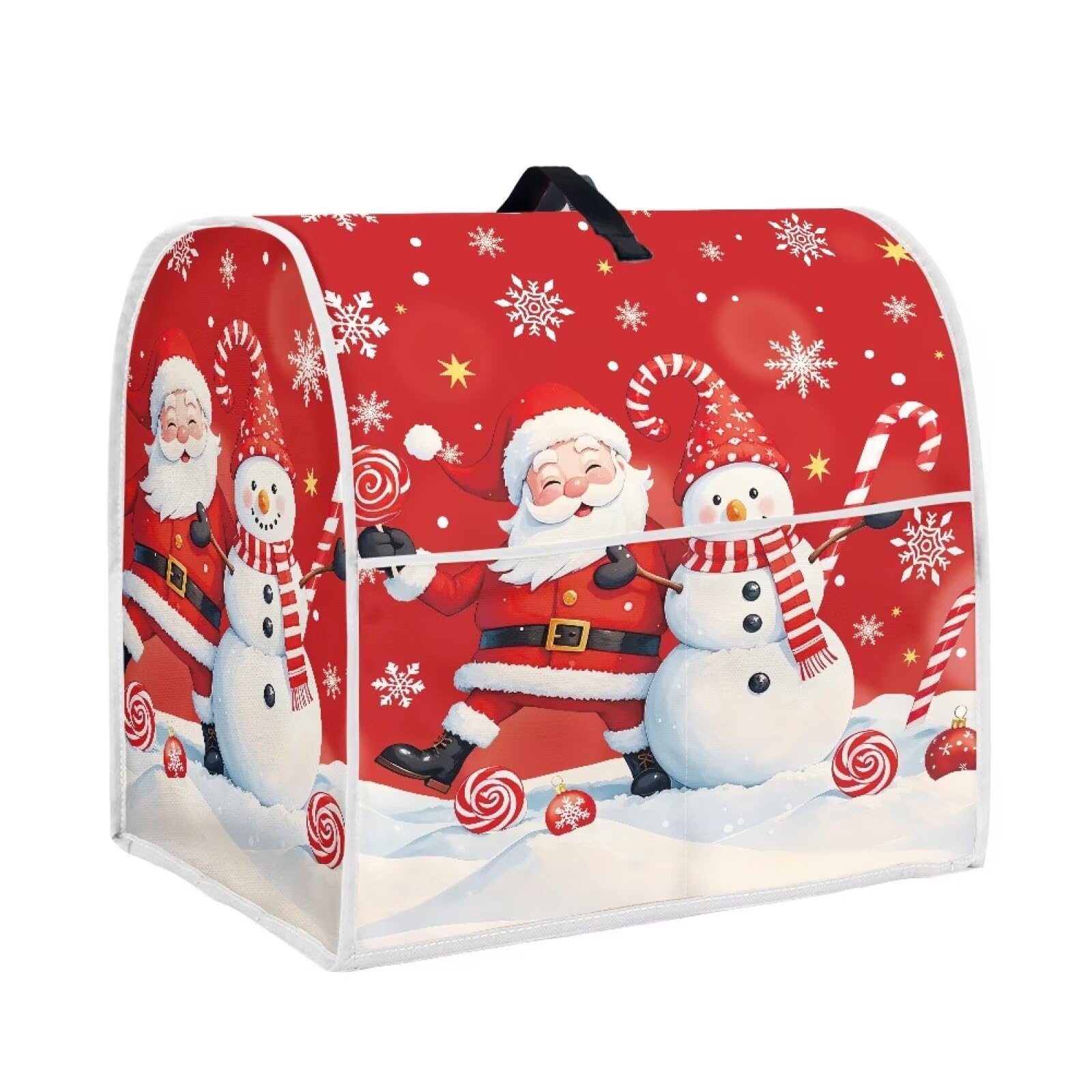 HUISEFOR Santa Claus Mixer Cover for Kitchen Aid 4.5-5 Quart Stand Mixers, Universal Kitchen Appliance Dust Cover Washable Dustproof Cloth Cover with Pocket for Kitchenware Gift for Christmas