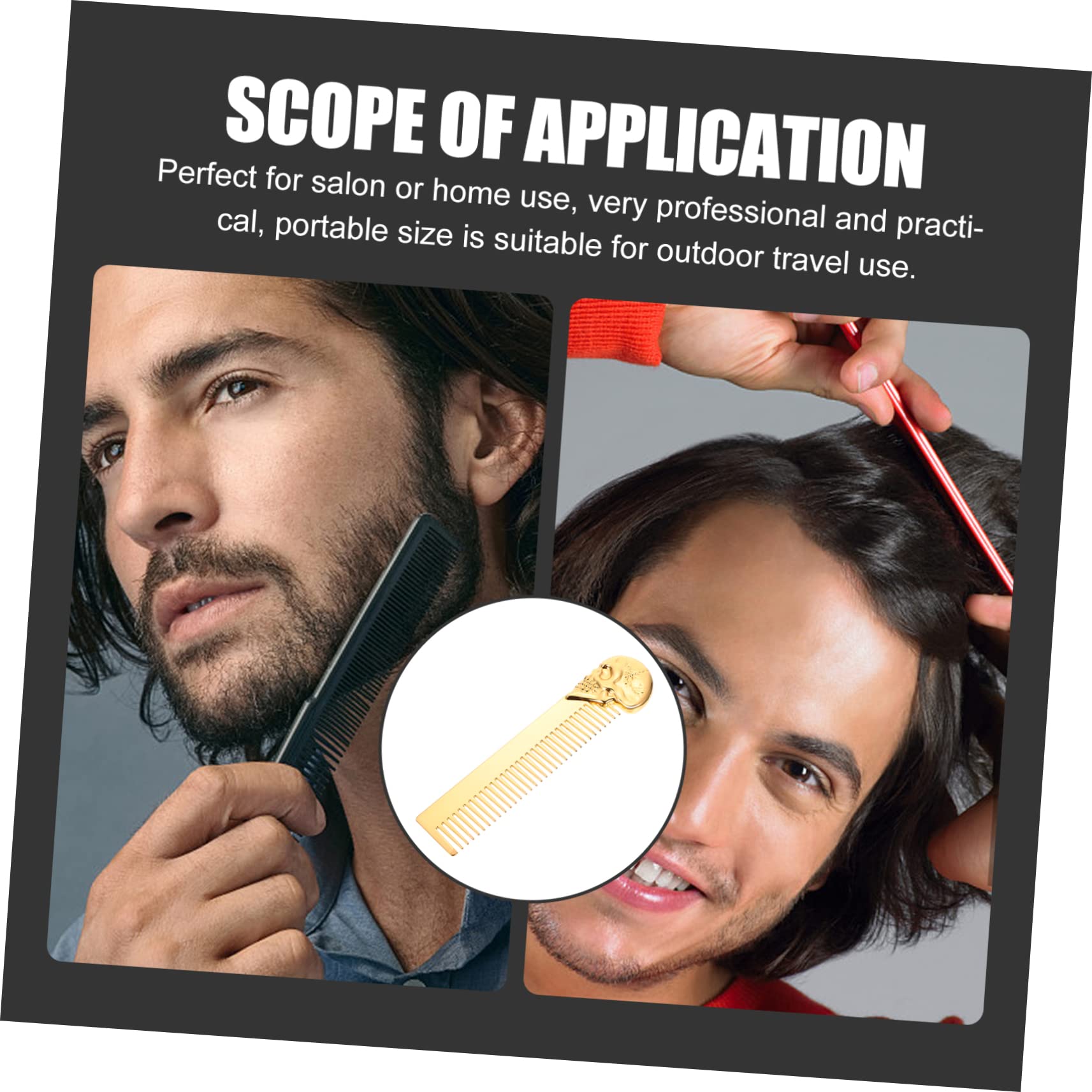 FRCOLOR 3 Pezzi Strumento Per Lo Styling Da Uomo Pettine Tascabile Portatile Spazzola Per in Lega Di Zinco Pettine Per Barba Per Uso Domestico in Salone
