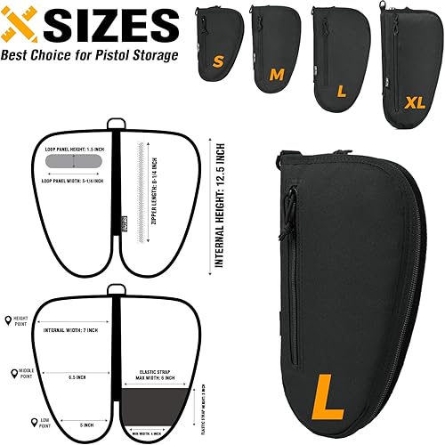 Miniatura 4 de DBTAC - Funda para pistola acolchada individual con cremallera bloqueable, parche extraíble y reflectante para caza al aire libre, longitud