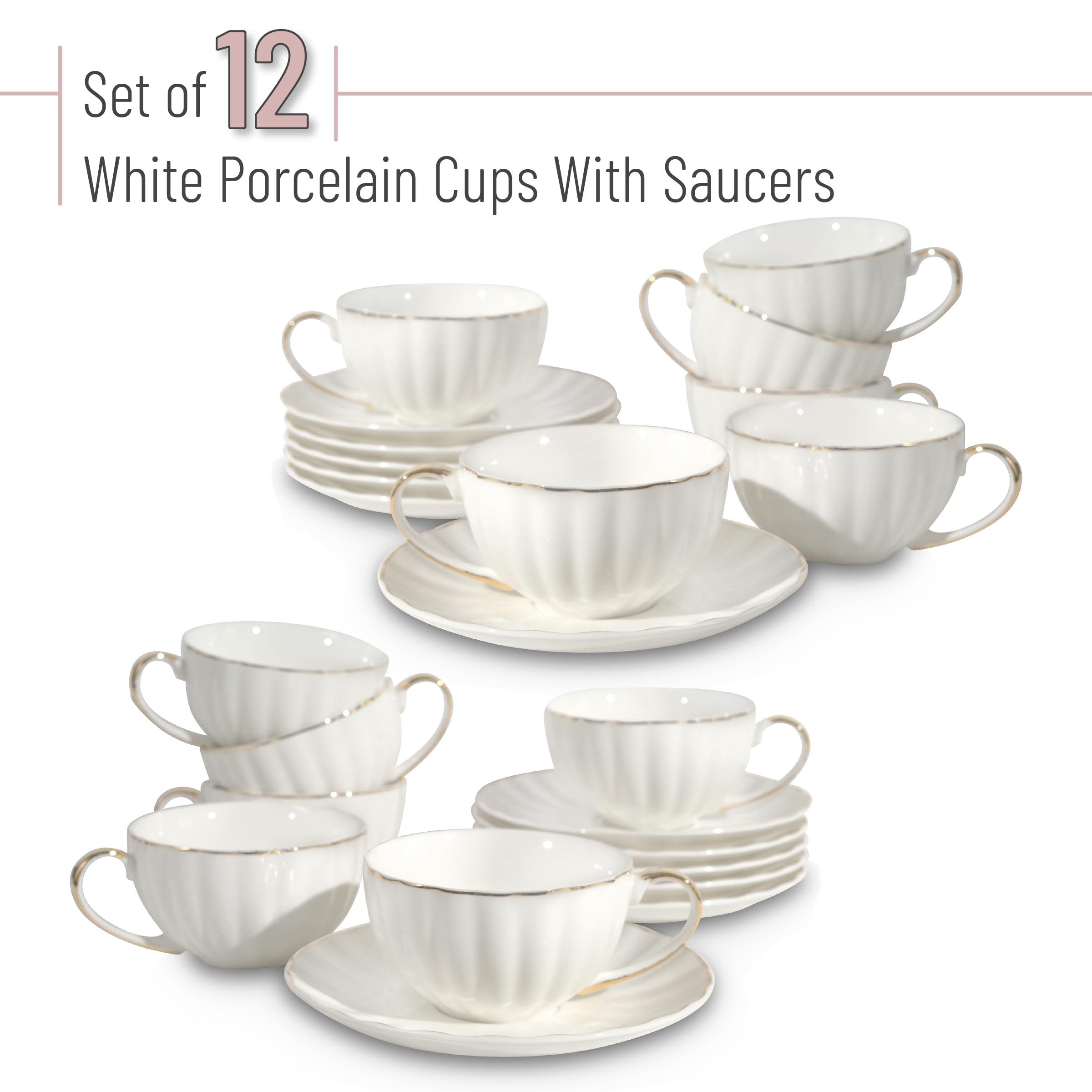 Amazon.com | BTaT- Cappuccino Cups with Saucers 7 oz, Set of 12
