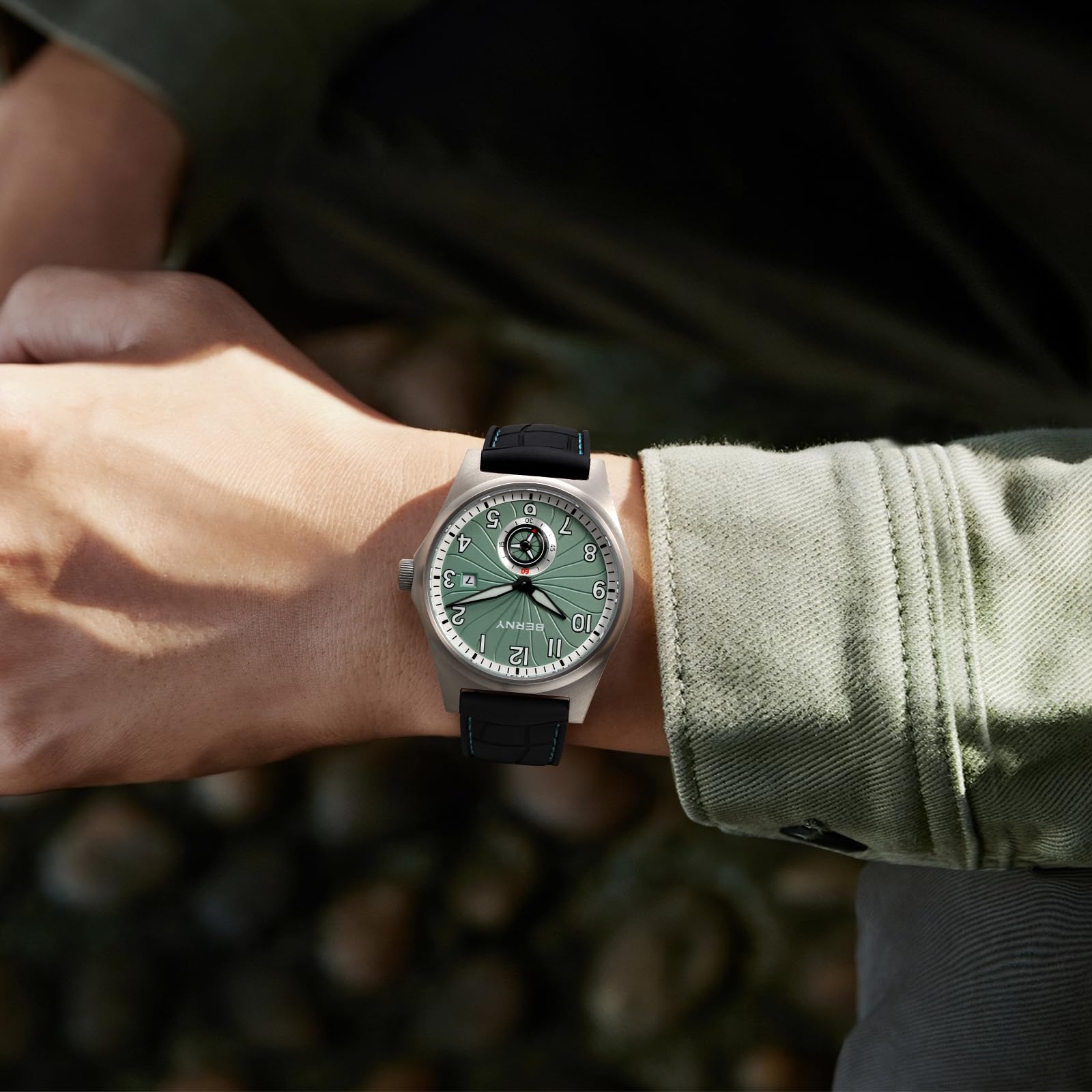 BERNY Reloj De Titanio para Hombres Movimiento Automático Relojes De Pulsera Clásicos para Hombre 10ATM Resistente Al Agua