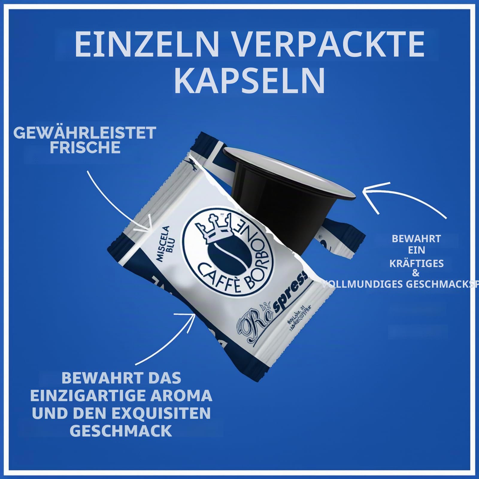 Caffè Borbone Respresso, Blaue Kaffeemischung - 100 Kapseln - Kompatibel mit Nespresso®* Haushalts-Espressomaschinen