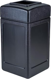 Commercial Zone 42 Gallon Square Trash Can with Dome Lid - Durable Black HDPE Waste Bin for Indoor/Outdoor Commercial Use