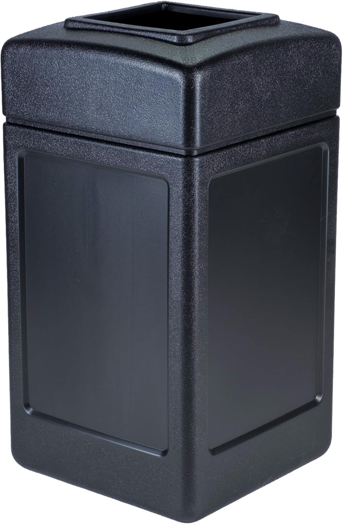 Commercial Zone 732101 Open-Top Indoor/Outdoor Square 42 Gallon Large Waste Trash Container Bin, Black